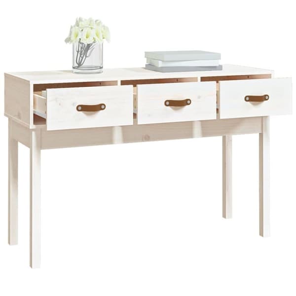 vidaXL konsolbord 114x40x75 cm massivt fyrretræ hvid