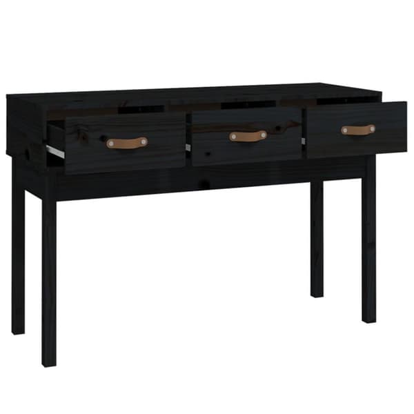 vidaXL Konsolipöytä musta 114x40x75 cm täysi mänty