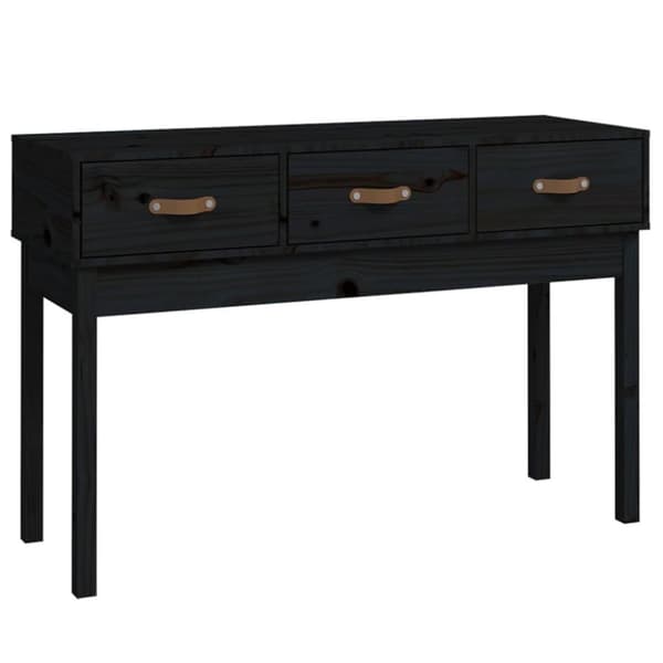 vidaXL konsolbord 114x40x75 cm massivt fyrretræ sort