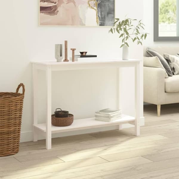 vidaXL konsolbord 110x40x80 cm massivt fyrretræ hvid