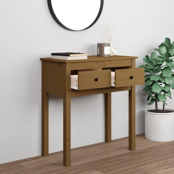 vidaXL Konsolbord honungsbrun 70x35x75 cm massiv furu