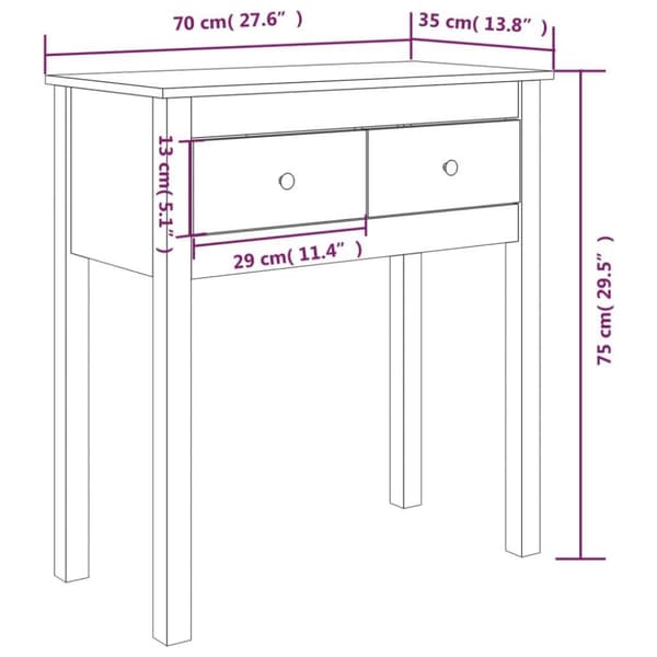 vidaXL Konsolbord honungsbrun 70x35x75 cm massiv furu