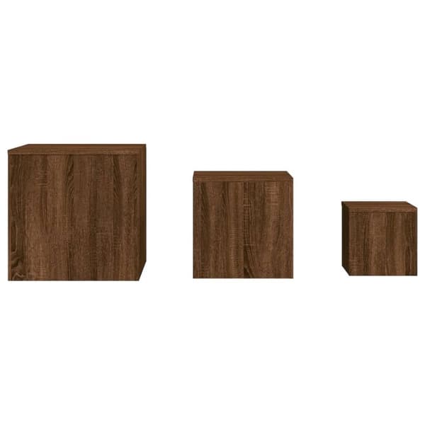 vidaXL Sidebord 3 stk brun eik konstruert tre
