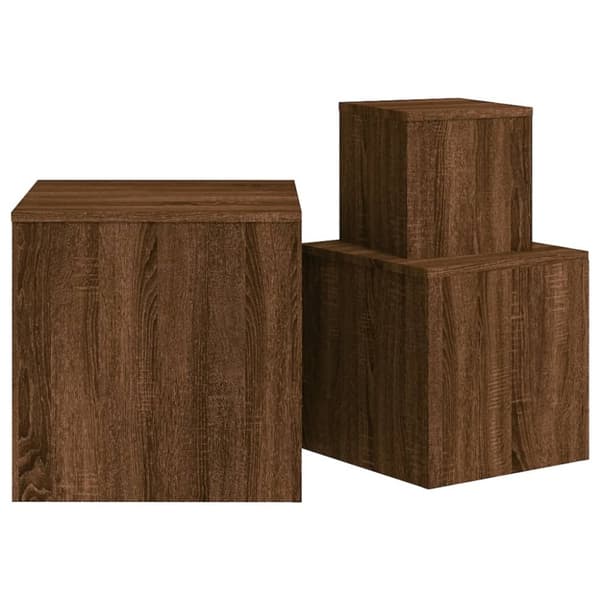 vidaXL Sidebord 3 stk brun eik konstruert tre