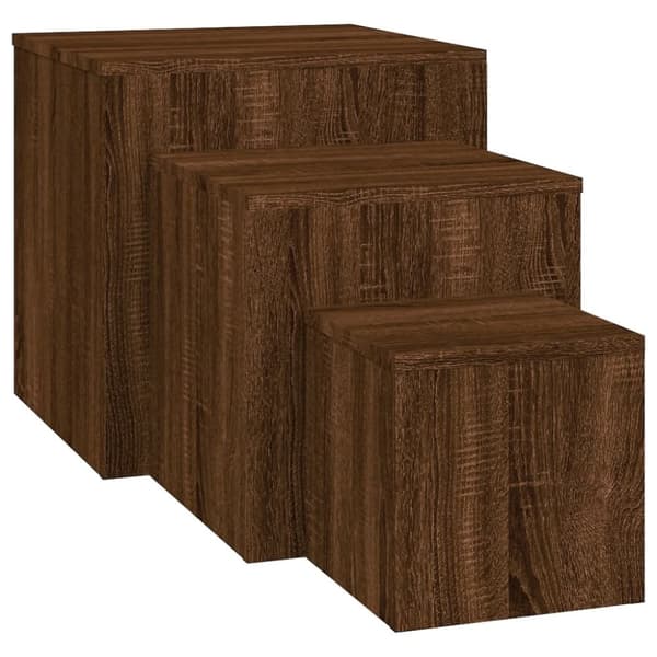 vidaXL Sidebord 3 stk brun eik konstruert tre