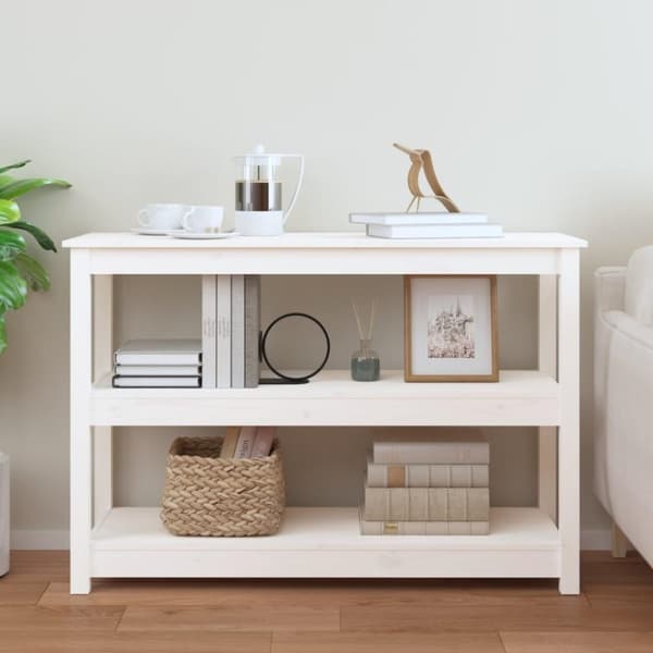vidaXL Konsollbord hvit 110x40x74 cm heltre furu