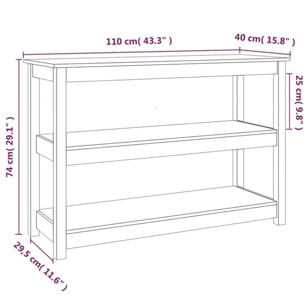 vidaXL Konsollbord hvit 110x40x74 cm heltre furu