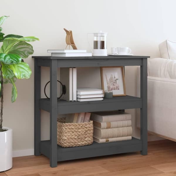 vidaXL Konsollbord grå 80x40x74 cm heltre furu