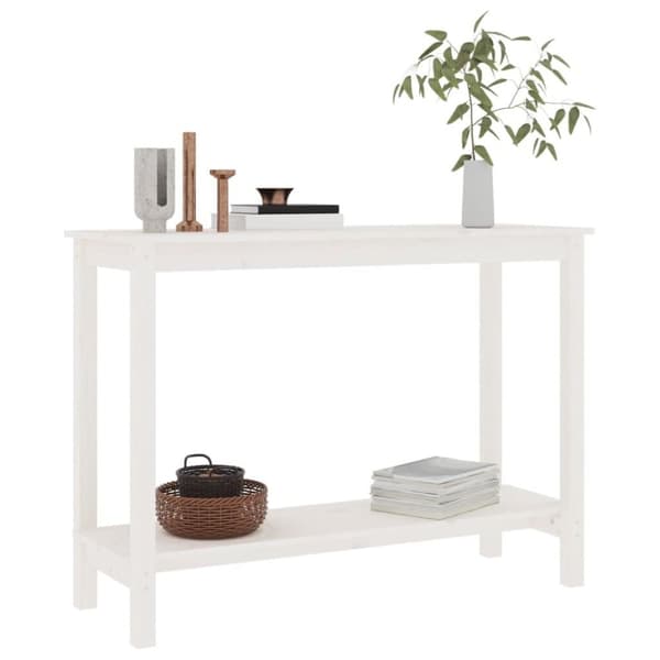vidaXL Konsollbord hvit 110x40x80 cm heltre furu