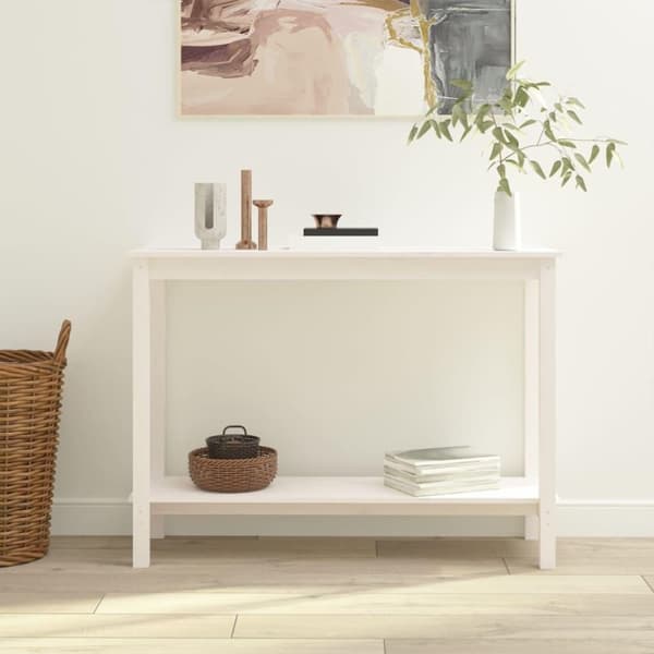 vidaXL Konsollbord hvit 110x40x80 cm heltre furu