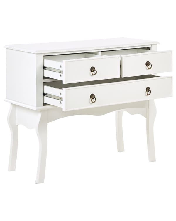 Konsolipöytä valkoinen 91 x 75 x 35 cm MDF-levy lastulevy 3 laatikkoa retro perinteinen
