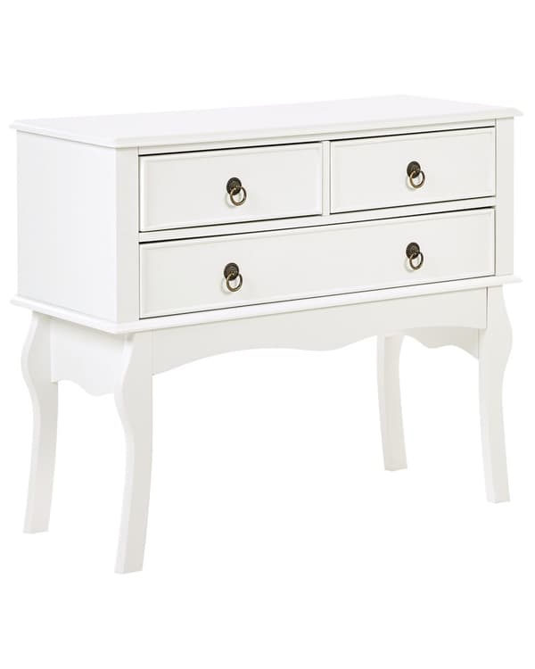 Konsolipöytä valkoinen 91 x 75 x 35 cm MDF-levy lastulevy 3 laatikkoa retro perinteinen
