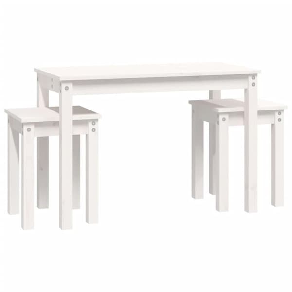 vidaXL Satsbord 3 st vit massiv furu