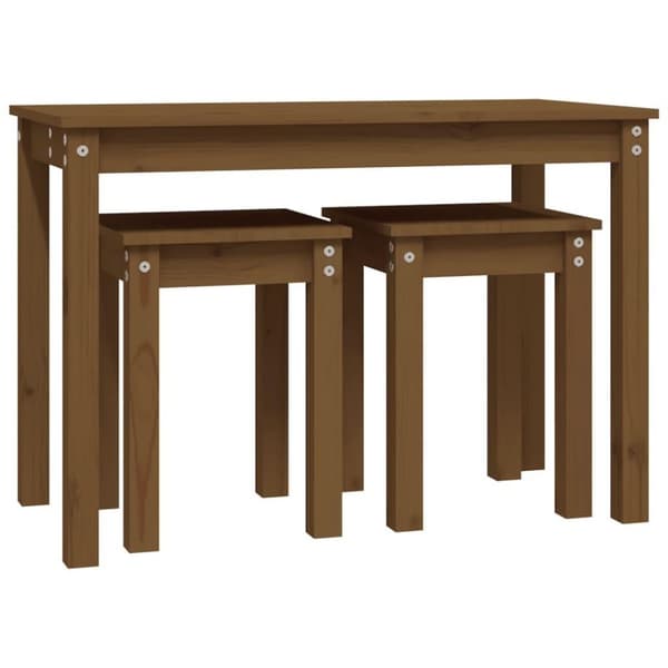 vidaXL Stablebord 3 stk honningbrun heltre furu