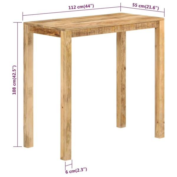 vidaXL barbord 112x55x108 cm massivt mangotræ