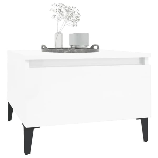 vidaXL sidebord 50x46x35 cm konstrueret træ hvid højglans