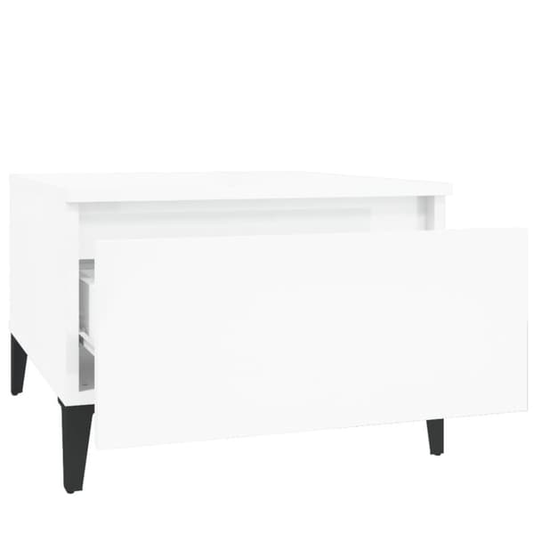 vidaXL sidebord 50x46x35 cm konstrueret træ hvid højglans