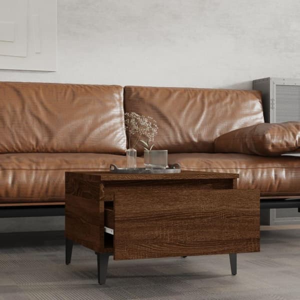 vidaXL sideborde 2 stk. 50x46x35 cm konstrueret træ brun egetræsfarve