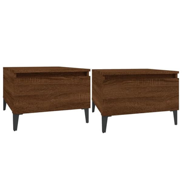 vidaXL sideborde 2 stk. 50x46x35 cm konstrueret træ brun egetræsfarve