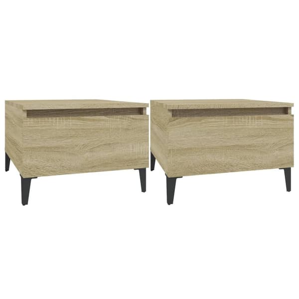 vidaXL sideborde 2 stk. 50x46x35 cm konstrueret træ sonoma-eg