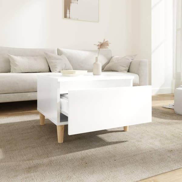 vidaXL sidebord 50x46x35 cm konstrueret træ hvid højglans