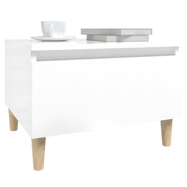 vidaXL sidebord 50x46x35 cm konstrueret træ hvid højglans