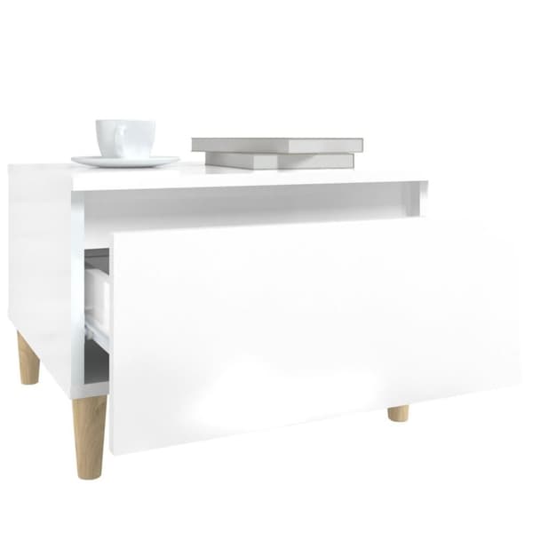 vidaXL sidebord 50x46x35 cm konstrueret træ hvid højglans