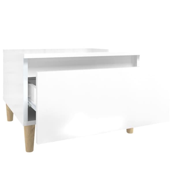 vidaXL sidebord 50x46x35 cm konstrueret træ hvid højglans