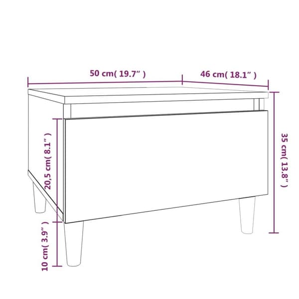vidaXL sidebord 50x46x35 cm konstrueret træ hvid højglans