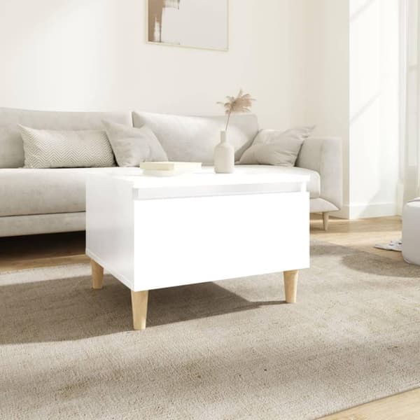 vidaXL sidebord 50x46x35 cm konstrueret træ hvid højglans