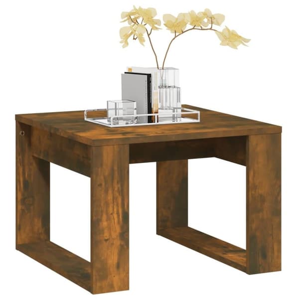 vidaXL sidebord 50x50x35 cm konstrueret træ røget egetræsfarve