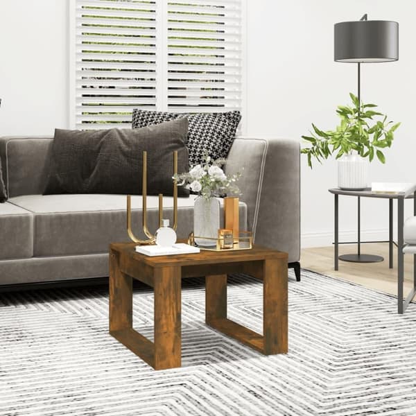 vidaXL sidebord 50x50x35 cm konstrueret træ røget egetræsfarve