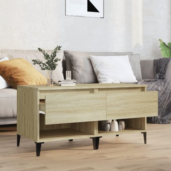 vidaXL sideborde 2 stk. 50x46x50 cm konstrueret træ sonoma-eg