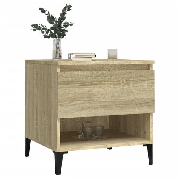 vidaXL sideborde 2 stk. 50x46x50 cm konstrueret træ sonoma-eg