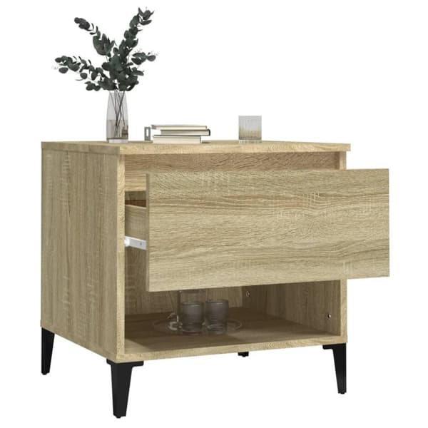 vidaXL sideborde 2 stk. 50x46x50 cm konstrueret træ sonoma-eg