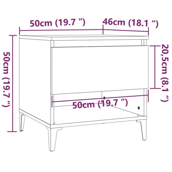 vidaXL sideborde 2 stk. 50x46x50 cm konstrueret træ sonoma-eg