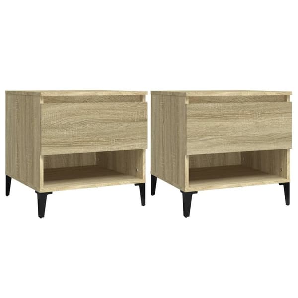 vidaXL sideborde 2 stk. 50x46x50 cm konstrueret træ sonoma-eg