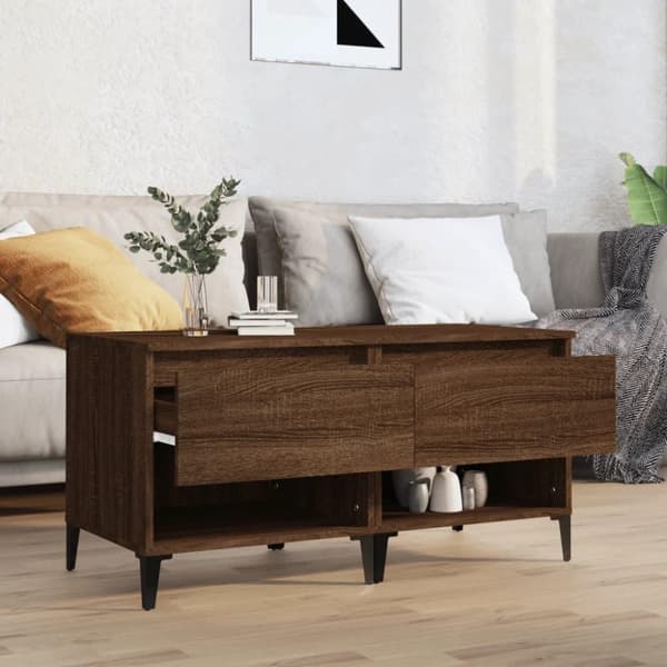 vidaXL sideborde 2 stk. 50x46x50 cm konstrueret træ brun egetræsfarve