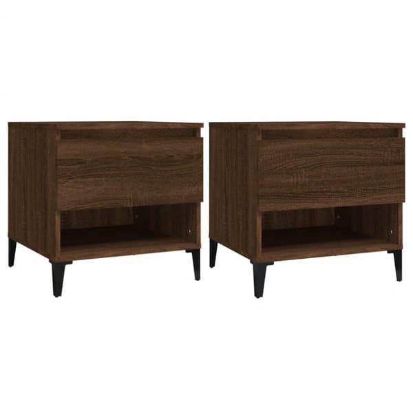 vidaXL sideborde 2 stk. 50x46x50 cm konstrueret træ brun egetræsfarve