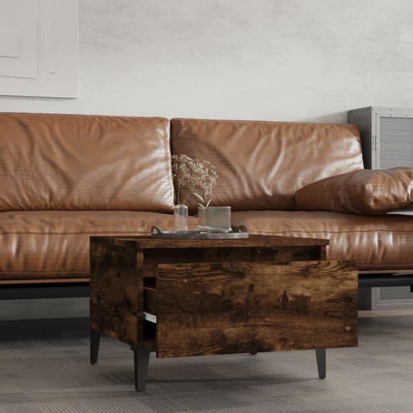 vidaXL sidebord 50x46x35 cm konstrueret træ røget egetræsfarve