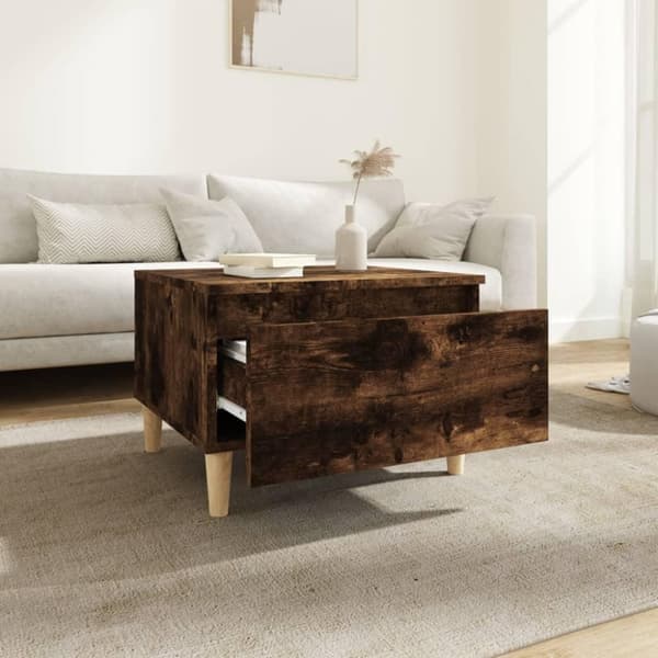 vidaXL sidebord 50x46x35 cm konstrueret træ røget egetræsfarve