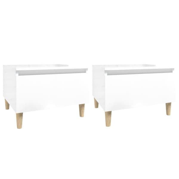 vidaXL sideborde 2 stk. 50x46x35 cm konstrueret træ hvid højglans