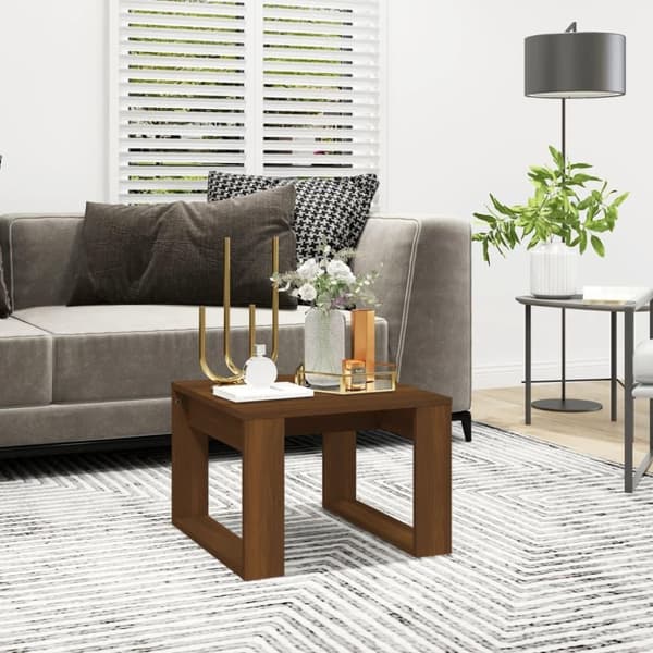 vidaXL sidebord 50x50x35 cm konstrueret træ brun egetræsfarve
