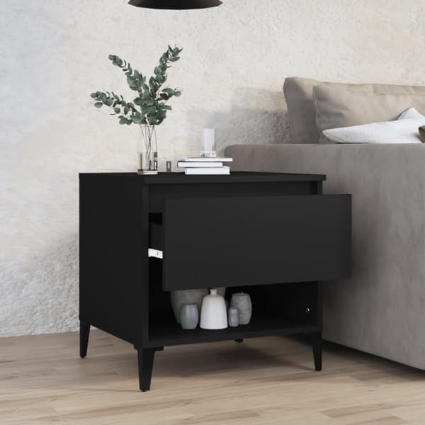 vidaXL sidebord 50x46x50 cm konstrueret træ sort