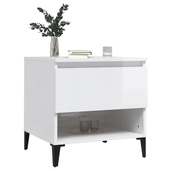 vidaXL Sidebord høyglans hvit 50x46x50 cm konstruert tre