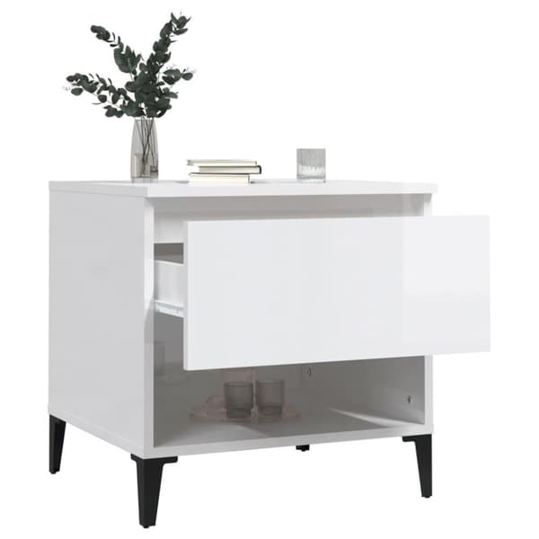 vidaXL Sidebord høyglans hvit 50x46x50 cm konstruert tre