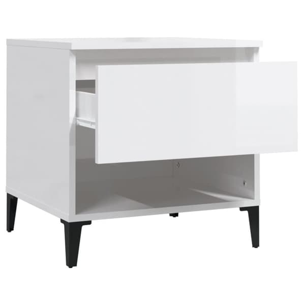 vidaXL Sidebord høyglans hvit 50x46x50 cm konstruert tre