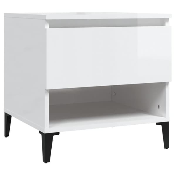 vidaXL Sidebord høyglans hvit 50x46x50 cm konstruert tre