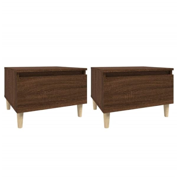 vidaXL Sidebord 2 stk brun eik 50x46x35 cm konstruert tre