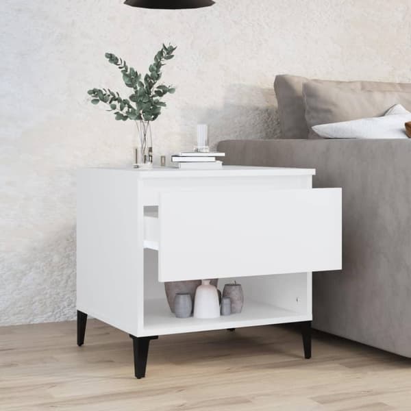 vidaXL Sidebord hvit 50x46x50 cm konstruert tre